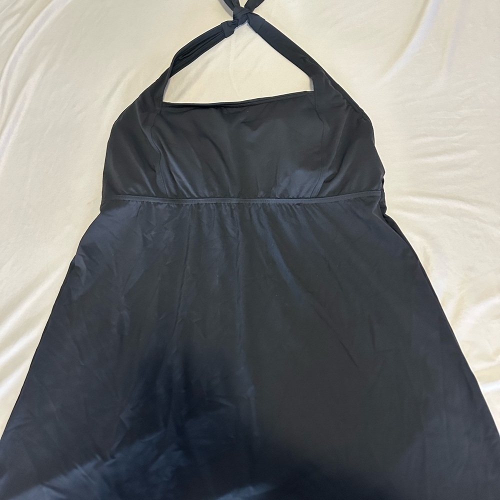 Lands’ End Black Halter Swim Dress